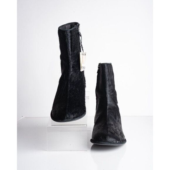 Zara Womens Leather Zip Ankle Boots Fur Skin Black US 9 EU 40 New 1102/410 - Picture 6 of 10